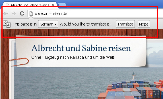 Google Chrome is asking you if it should translate the website