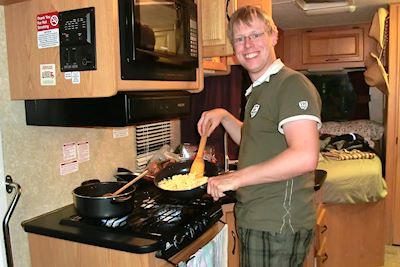 Wenn wir Abends auf den Zeltplatz fahren, können wir direkt mit dem Kochen beginnen